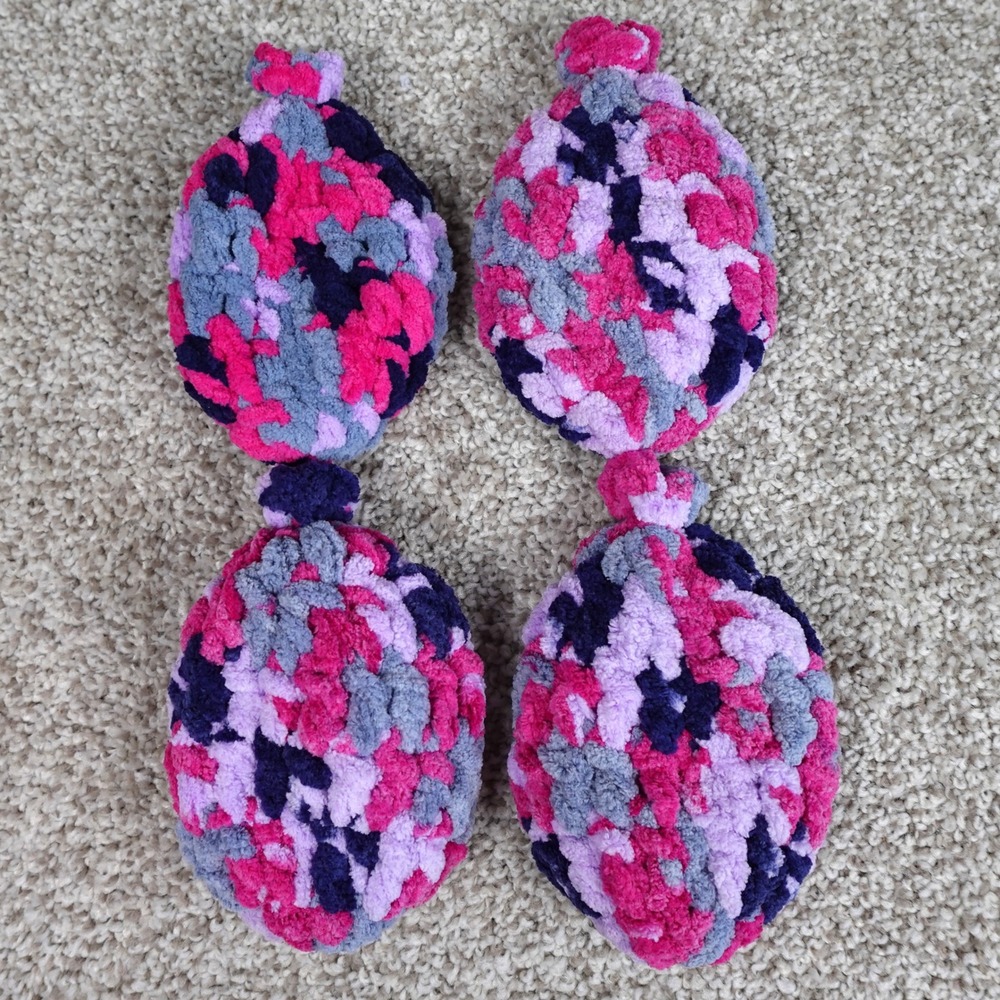 Handmade Reusable Crochet Water Balloons 4 Pack Pink Purple Blue Eco Friendly